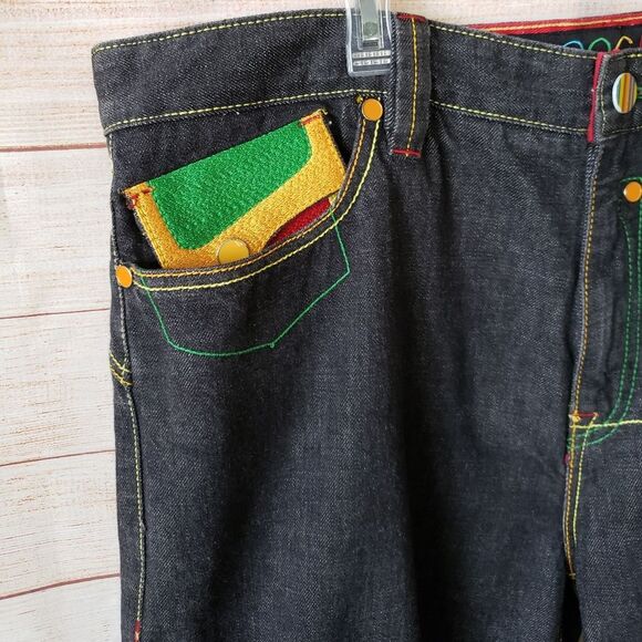 Men's COOGI 100% Cotton Denim Long Shorts Zipper Fly Back Patch Pockets Waist 38 - Picture 4 of 13